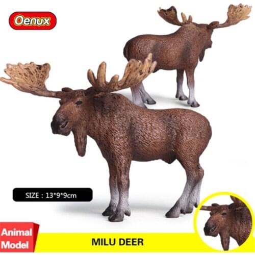 Oenux Original Africa Elk Wild Simulation Animals Moose Figures White Tailed Deer Model Action Figures Collection Toys For Gift