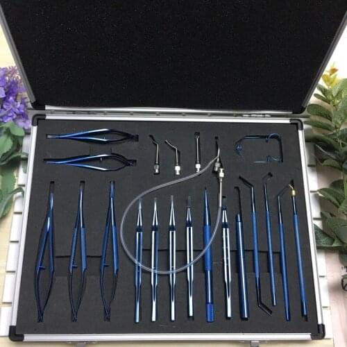 Ophthalmic Surgical Instruments Set Titanium Cataract Eye Handtool for Intraocular Lens Implant Cataract Surgery 1 Set(21pcs )