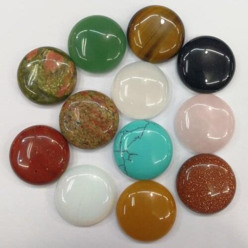 Wholesale fashion assorted natural stone mixed round cabochon beads 20pcs/lot 25mm for jewelry making free shipping