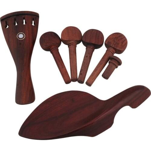 DIY 7pcs/Set 4/4 Violin Chin Rest Chinrest with 4 Tuning Pegs Tailpiece Endpin Parts Kit Rosewood Full Size Violin Accessories