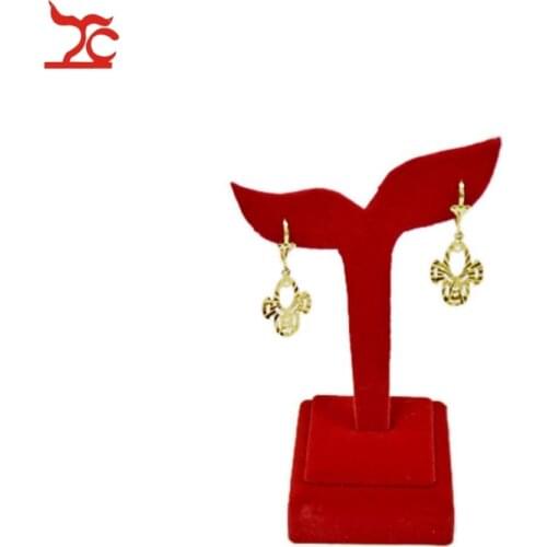 Fashion Red Velvet Jewelry Display Holder Tree Shape Wedding Earring Stud Display Rack Stud Organizer Stand 5*5*12CM