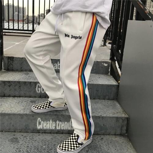 Palm Angels Side Striped Rainbow Campus Style Mens and Womens Zipper
