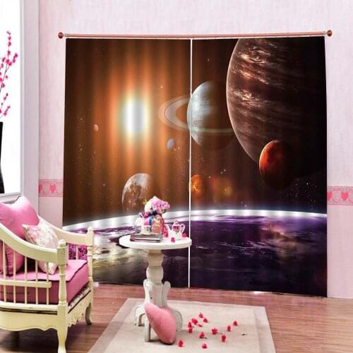 Custom 3D Curtains Moon Earth Curtains for living room bedroom Blackout curtains luxury stereoscopic curtain