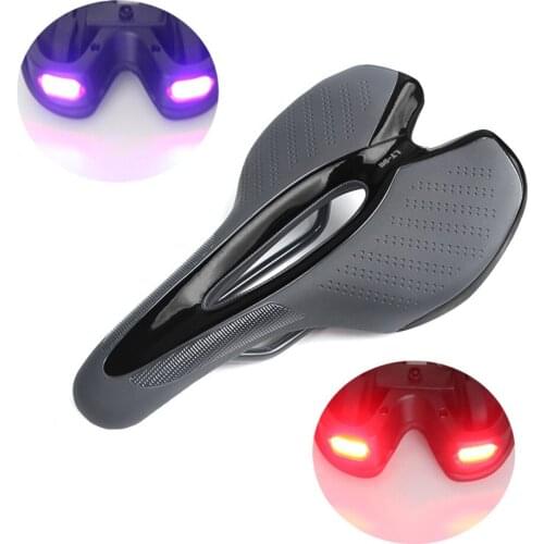 Durable Bicycle Saddle with USB Charging Light Mountain Road Bike Seat Cushion Warning Lights MTB Cycling Accessories