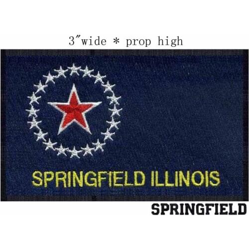 Springfield, Illinois USA Flag 3"wide embroidery patch for sacos de papel/almohadas de stitch/patches of clothing