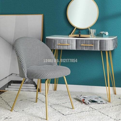 Houndstooth makeup chair net red ins Nordic dining chair household light luxury modern minimalist back chair bedroom dressing st