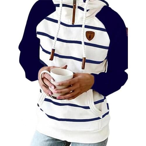 Sweatshirt Women Pullover Stripe Chic Cotton Blend Ladies Warm Oversize Hoodie for Casual Daily hoodie women sweatshirts xxxl