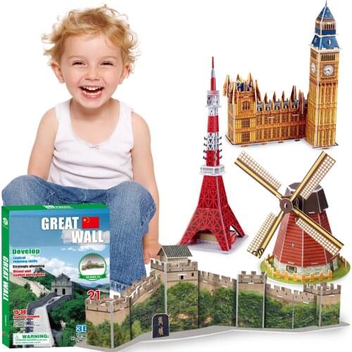 Three-Dimensional Puzzle World Building Model Educational Toys ChildrenS Puzzle Logic Game Iq Training Toy Children Gift