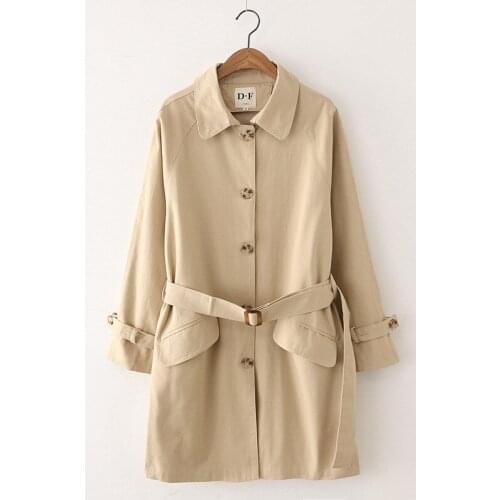 2020 Korean spring autumn loose trench coat women solid color single-breasted windbreaker female casual outerwear trench 3302