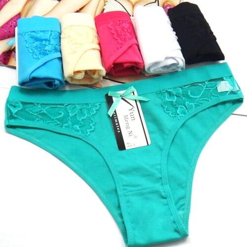 12 Pieces Ladies Woman Underwear Cotton Panties Women Low Waist Brief Plus Size Sexy Floral Spandex Underwear Intimate