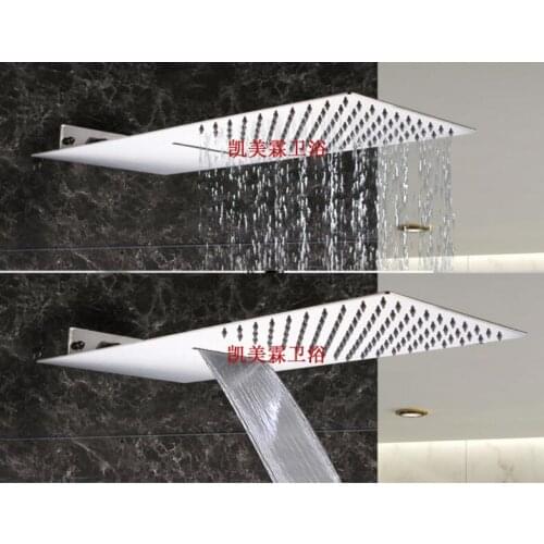 Luxury Dual Functions Waterfall Shower Head ultra-thin Big Rainfall Shower Head Wall Mounted Waterfall Rain Shower