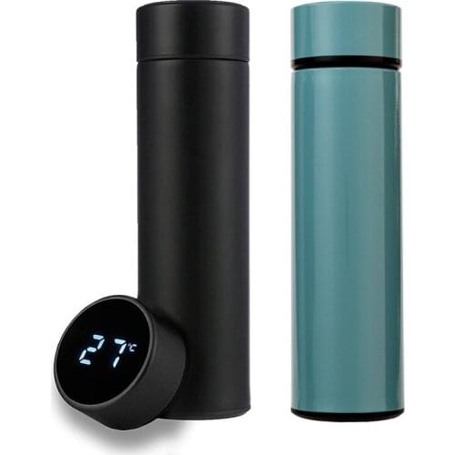 Stainless Steel Smart Water Bottle, Leak Proof, Double Walled, Keep Drink Hot & Cold, LCD Temperature Display Stainless Steel