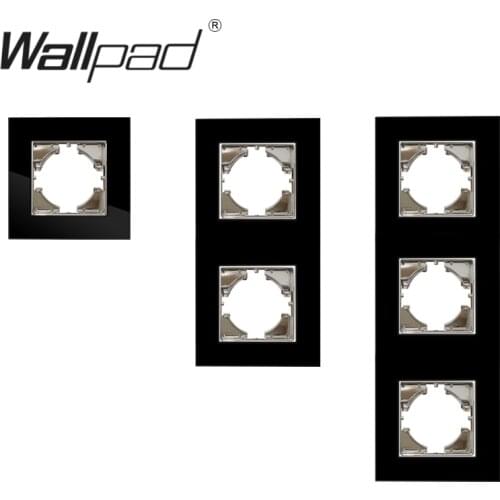 Vertical EU DIY Black Crystal Glass Frame EU French USB 1 GANG 2 Gang Wall Light Switch Free DIY Wallpad L6