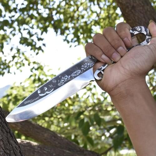 XSG 5.5 Inch Kitchen Boning Knives 7Cr17MoV Hand Forged Machete Longquan Carbon Steel Twist Handle Camping Tactical Viking Knife