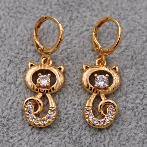 New Gold Plated dangle drop earring Earrings for Womens earrings white zircon Cooper Earring Jewelry for Party Wedding Gift