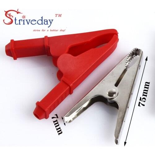 1pcs Copper alligator clip 50A closed safety sheath test clip long 75mm car battery clips