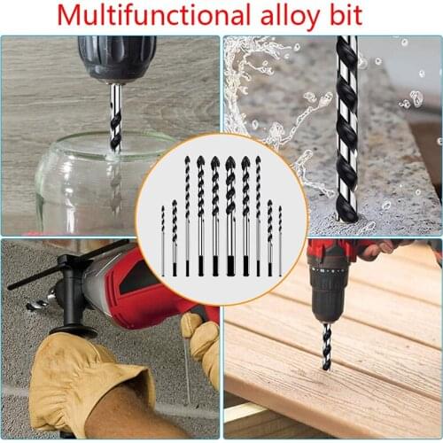 10pcs Multifunctional Ceramic Wall Black Drill Marble Glass Tile Hole Opener Hand Drill Alloy Bit Set for Wall Brick Marble Wood