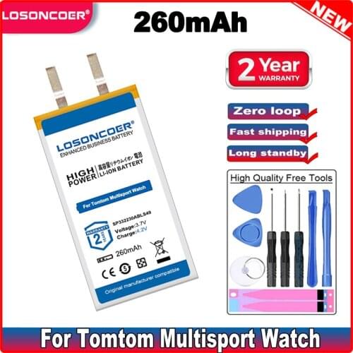 LOSONCOER 260mAh SP332230ABLS49 Battery For Tomtom Multisport Watch