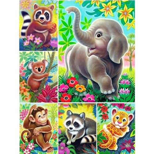New Arrival 5D DIY Diamond Painting Cartoon Animals Elephant Kit Full Drill Embroidery Mosaic Art Picture of Rhinestones Decor