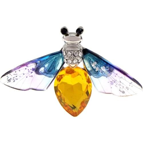 CINDY XIANG Cute Insect Honeybee Brooch Pins For Women And Men Crystal Bee Brooches With Colorful Resin Wings Corsage Jewelry