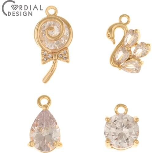 Cordial Design 30Pcs DIY Pendant/Earrings Accessories/Hand Made/Genuine Gold Plating/Jewelry Findings & Components/CZ Charms