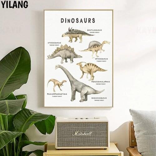 Dinosaur Illustration Art Print Modular Nursery Wall Art Canvas Painting Dinosaur Poster Nordic Wall Picture Boy Kids Room Decor