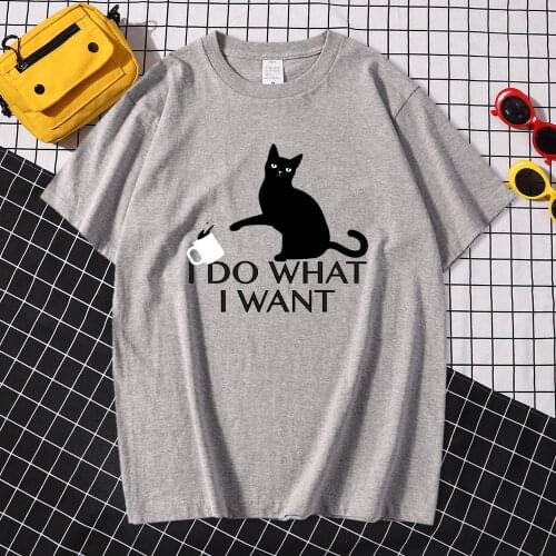 Ido What Black Cat Oversize T Shirt Summer Street Funny Short Sleeve Interesting Tshirt Brand Cool Printed T Shirts Top Men