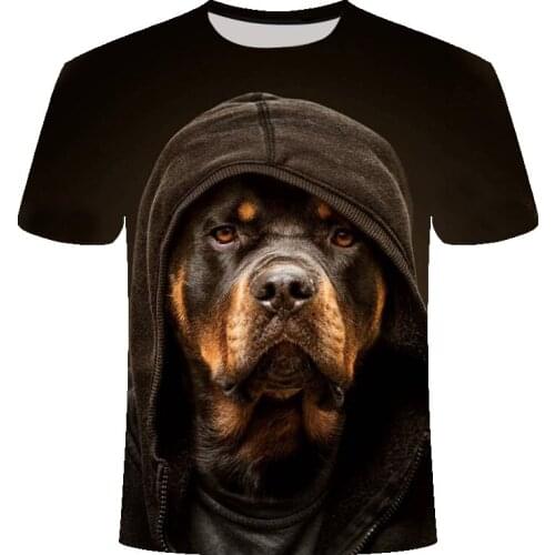 2021 New 3d Dog Print T-shirt Male/female Hip-hop Summer Funny Cat Streetwear Short-sleeved Top Casual O-neck Animal