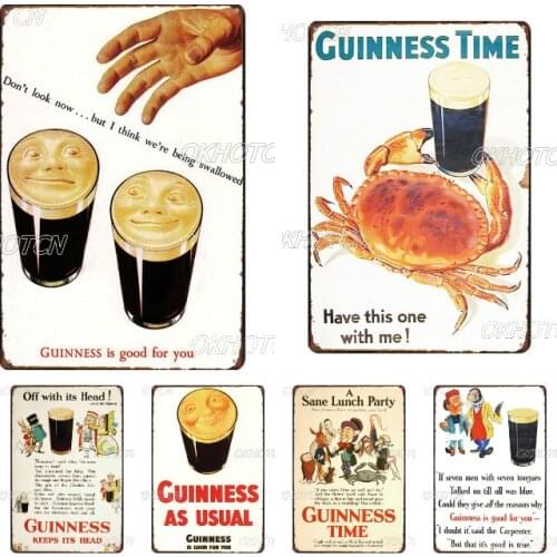 Guinness Time! Funny Modern Home Decor Metal Tin Sign Vintage Plaques Beer Birds Animal Wall Print On Metal Bar Cafe Pub Artwork