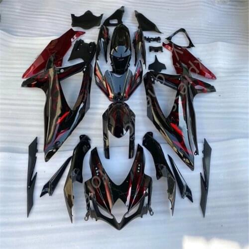Red black for Suzuki GSXR600 08 10 Fairing GSX R 750 08 10 Fairing Kits GSXR 750 600 2008 - 2010 K8 red flames Bodywork Fairing