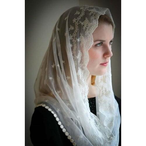2021 New Arrival Lace Muslim Wedding Veil Free Shipping Bridal Veils Ivory, Black