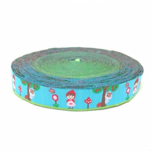 5/8"(16mmX10yards) Zakka handmade accessories laciness ribbon Jacquard Ribbon with Little red riding hood girl and trees