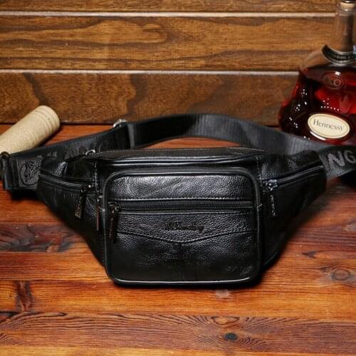 Mens Leather Pocket Mens Multi-Function Sports Leather Bag Mens Chest Bag Casual Shoulder Bag Mens Brand Messenger Bag