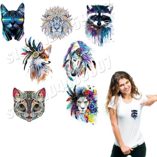 7PCS/LOT Animal Stickers Set Hot Sale Washable Decorate DIY Accessory Parches Handmade Iron On Heat Transfer Popular Patches