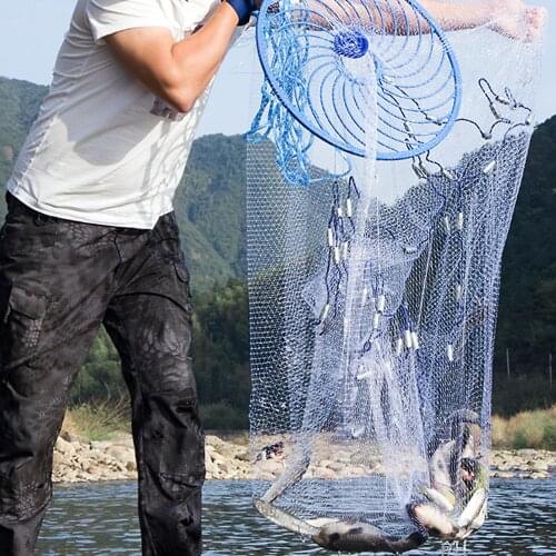 2.4m/7.87ft Diameter Fishing Cast Net Mesh Spread Whire Nest Hand Throwing Catch Fish Nylon Network Fishing Bait Cast Equipment