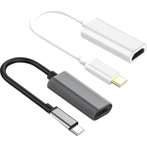 New Type-C To HDMI-compatible Cable High-Resolution TV Adapter Gray And White Mobile Phone With Screen Cable For PC Laptop