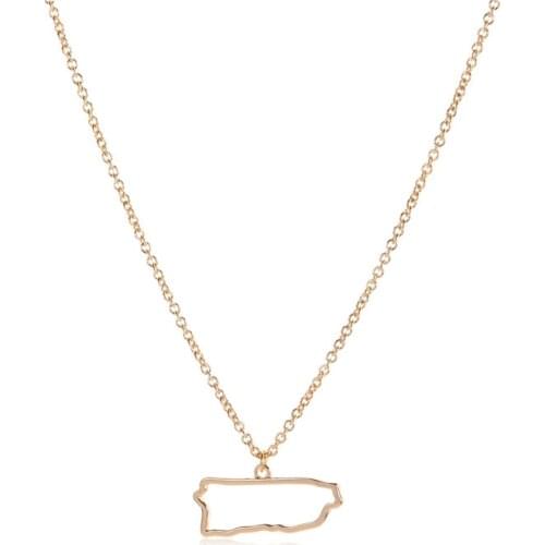 5 Outline North American Puerto Rico island map necklace hollow State geography Country city Hometown souvenir Necklace Jewelry