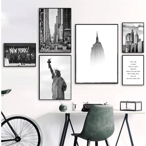 New York City Landscape Posters And Prints Statue Of Liberty Canvas Painting Black White Wall Art Picture Living Room Home Decor