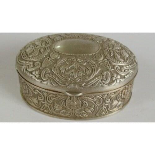 Rare Old Qing Dynasty(1782-1844) silver Jewelry box, wonderful carving, #29,Free shipping