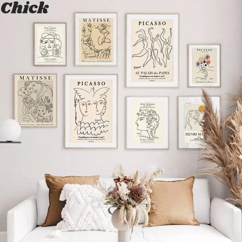 Retro Picasso Matisse Posters And Prints Abstract Girl Body Flower Wall Art Canvas Painting Pictures For Living Room Nordic Deco