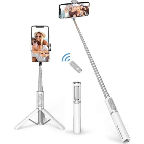 UPMOSTEK 3 in 1 Mini Bluetooth Selfie Stick Tripod for iPhone 12 Pro Max Xiaomi Redmi Samsung Aluminum Alloy Monopod Phone Stand