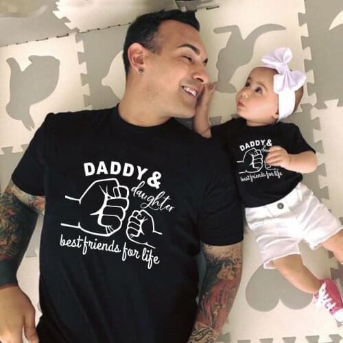 Family Matching Tshirts Daddy and Daughter Son Best Friends For Life Family Look Outfits Cotton Daddy Kids Tshirts Baby Bodysuit