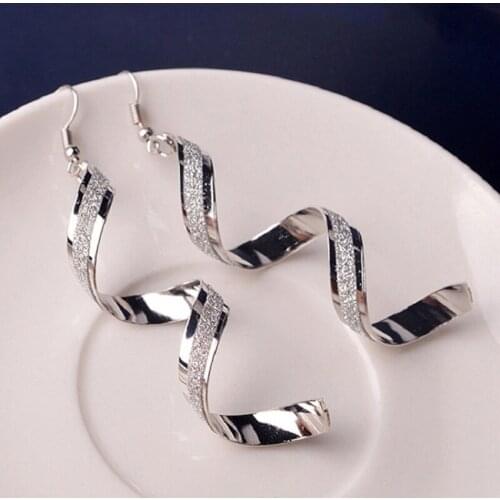 NEW 1 Pair Twist Spiral Earrings Dangle Earring Charm Jewelry Gold Black Long Earrings Lady Girl Valentines Day Gift