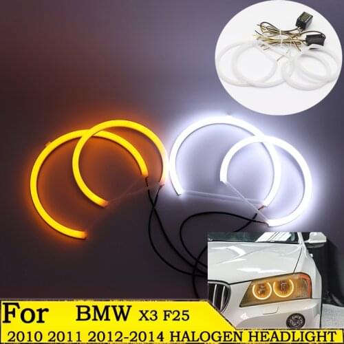 SMD Cotton Light Switchback LED Angel Eye Halo Ring Kit For BMW X3 F25 2010 2011 2012 2013 2014 HALOGEN HEADLIGHT