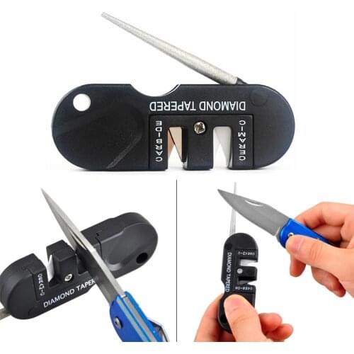 Outdoor Tungsten Steel Sharpener Multipurpose Carbide Knife Diamond Tool Scissor Sharpen Fish Gear Hook Pocket Mini Sharpener