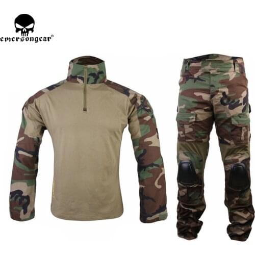 Emersongear Combat Uniform Hunting Clothes Camouflage Ghillie Suit emerson Woodland Tactical Pants with Knee pads EM6974