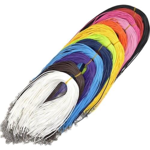 45mm Braided Adjustable Black Leather Rope Wax Cord For DIY Handmade Necklace Pendant Lobster Clasp String Chain Jewelry Finding