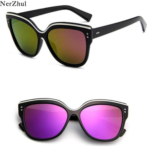 Sexy Black Cat Eye Women Sunglasses Shades Uv400 Retro Purple Silver Ladies Mirrored Glasses Cute Festival De Soleil Femme