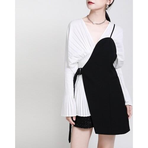 Womens sexy patchwork Strappy streetwear Shirts Casual Loose Fitting Tank blouses