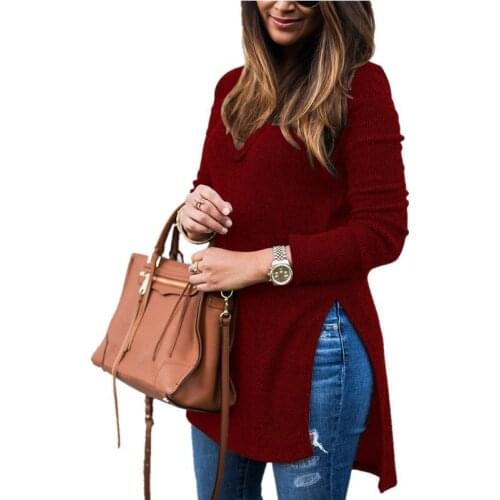 2021 Autumn And Winter Women Fashion V-neck Long Sleeve Pullover Tops Solid Loose Casual Knitted Sweater Ladies Splicing Sweater